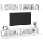 Mobili Porta TV a Parete 4 pz Bianco Lucido 100x30x30 cm