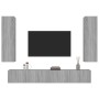 Set di Mobili Porta TV 4 pz Grigio Sonoma in Legno Multistrato