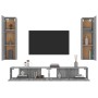 Set di Mobili Porta TV 4 pz Grigio Sonoma in Legno Multistrato