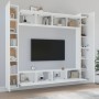 Set Mobili Porta TV 8pz Bianco in Legno Multistrato