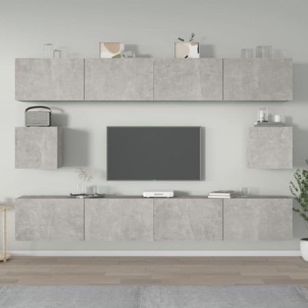 Set di Mobili Porta TV 6 pz Grigio Cemento in Legno Multistrato