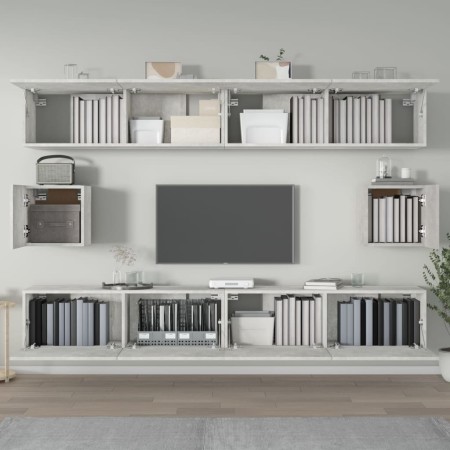 Set di Mobili Porta TV 6 pz Grigio Cemento in Legno Multistrato