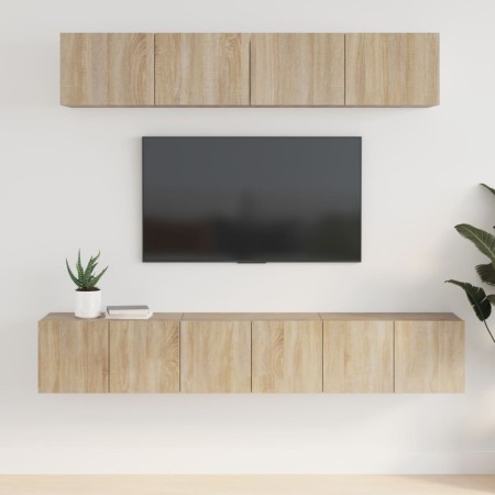 Set di Mobili Porta TV 5 pz Rovere Sonoma in Legno Multistrato