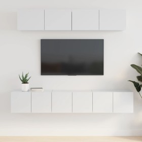 Set di Mobili Porta TV 5 pz Bianco Lucido in Legno Multistrato