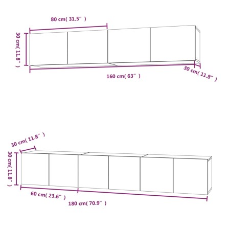 Set di Mobili Porta TV 5 pz Bianco Lucido in Legno Multistrato