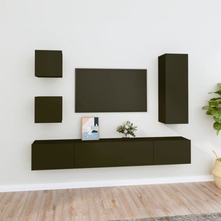 Set di Mobili Porta TV 5 pz Nero in Legno Multistrato