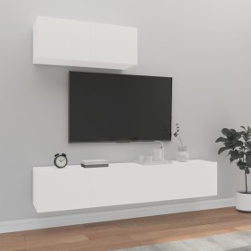 Set Mobili Porta TV 3 pz Bianco in Legno Multistrato