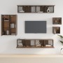 Set Mobili Porta TV 8pz Rovere Marrone in Legno Multistrato