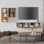 Set di Mobili Porta TV 4 pz Rovere Fumo in Legno Multistrato