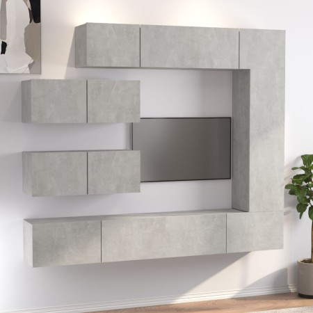 Set di Mobili Porta TV 7 pz Grigio Cemento in Legno Multistrato