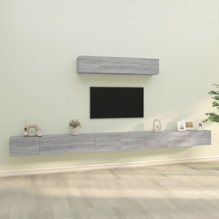 Set di Mobili Porta TV 6 pz Grigio Sonoma in Legno Multistrato