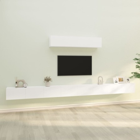 Set di Mobili Porta TV 6 pz Bianco in Legno Multistrato