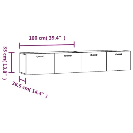 Mobili Parete 2 pz Rovere Marrone 100x36,5x35 cm in Multistrato