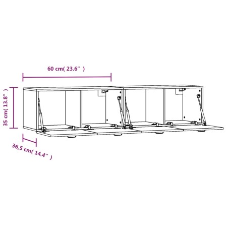 Mobili Parete 2 pz Bianco Lucido 60x36,5x35cm Legno Multistrato