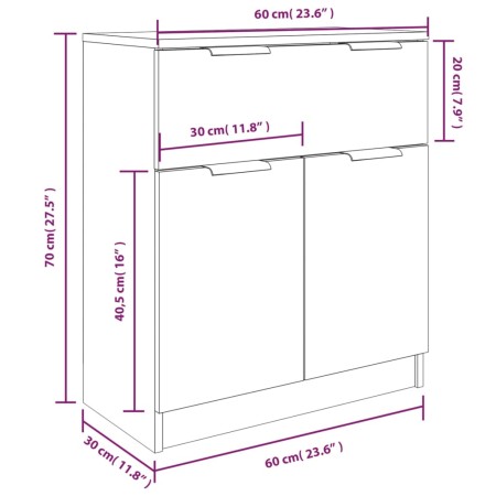 Credenze 3 pz Rovere Fumo in Legno Multistrato