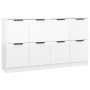 Credenze 2 pz Bianco Lucido 60x30x70 cm in Legno Multistrato