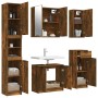 Set Mobili da Bagno 5 pz Rovere Fumo in Legno Multistrato