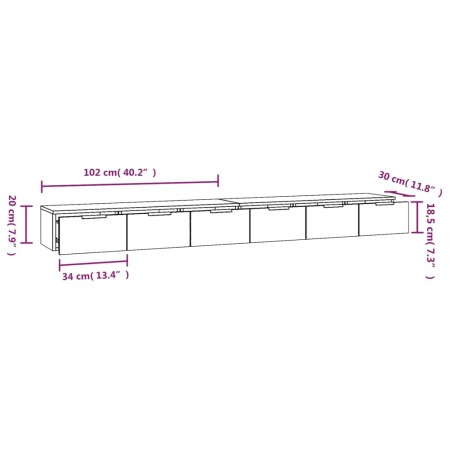 Mobili a Muro 2 pz Grigio Sonoma 102x30x20 cm Legno Multistrato