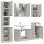 Set Mobili da Bagno 5 pz Grigio Cemento in Legno Multistrato