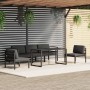 Set Divani da Giardino 6 pz con Cuscini in Alluminio Antracite