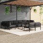 Set Divani da Giardino 10 pz con Cuscini in Alluminio Antracite