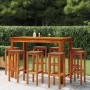 Set da Bar per Giardino 9 pz in Legno Massello di Acacia