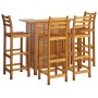 Set da Bar per Giardino 5 pz in Legno Massello di Acacia