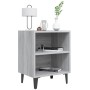 Comodino con Gambe in Metallo Grigio Sonoma 40x30x50 cm