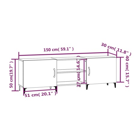 Mobile Porta TV Bianco 150x30x50 cm in Legno Multistrato