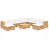 Set Divani da Giardino 11 pz con Cuscini Legno Massello di Teak