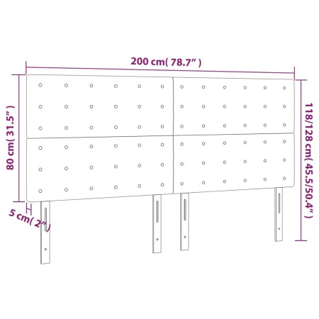 Testiere 4 pz Nere 100x5x78/88 cm in Similpelle