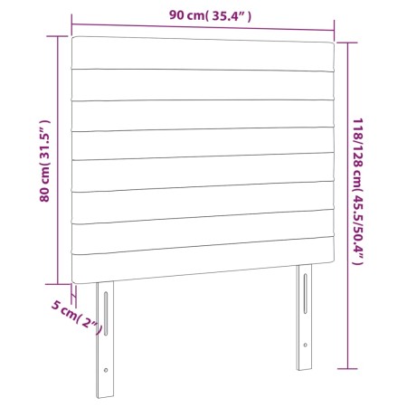 Testiera 2 pz Nera 90x5x78/88 cm in Tessuto