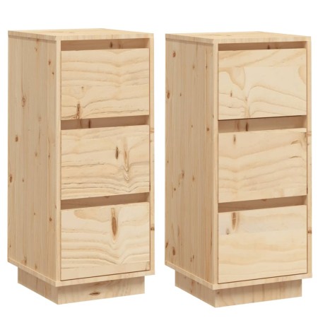 Credenze 2 pz 32x34x75 cm in Legno Massello di Pino