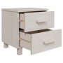 Comodino HAMAR Bianco 40x35x44,5 cm in Legno Massello di Pino