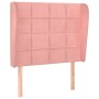 Testiera ad Orecchio Rosa 93x23x118/128 cm in Velluto