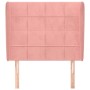 Testiera ad Orecchio Rosa 93x23x118/128 cm in Velluto