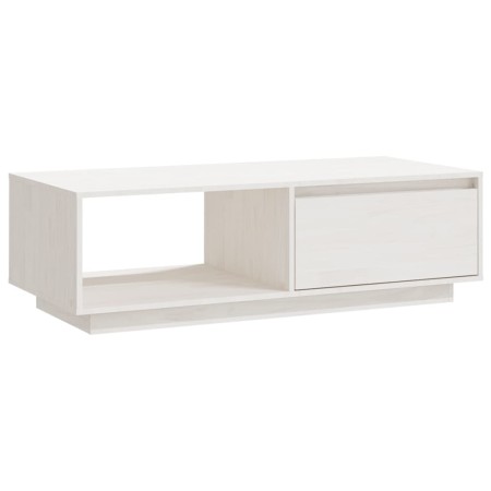 Tavolino da Salotto Bianco 110x50x33,5cm Legno Massello di Pino