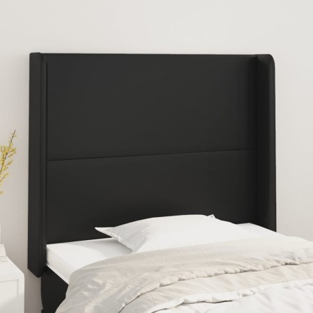 Testiera ad Orecchio Nera 83x16x118/128 cm in Similpelle