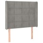 Testiera ad Orecchio Grigio Chiaro 93x16x118/128 cm in Velluto