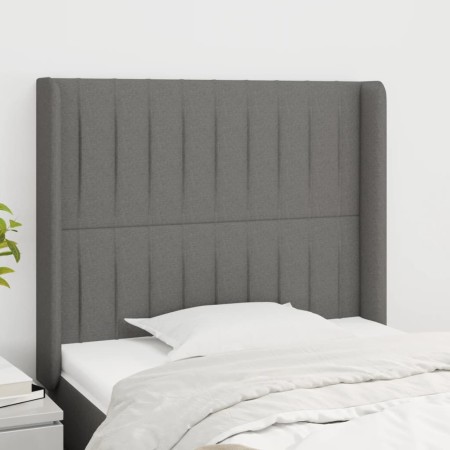 Testiera ad Orecchio Grigio Scuro 93x16x118/128 cm in Tessuto