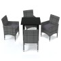 Set da Pranzo per Giardino 5 pz con Cuscini Polyrattan Grigio