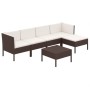 Set Divani da Giardino 6 pz con Cuscini in Polyrattan Marrone