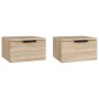 Comodini a Muro 2 pz Rovere Sonoma 34x30x20 cm