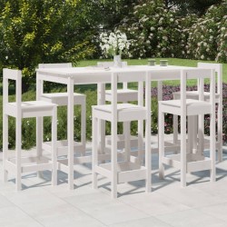 Set Bar da Giardino 7 pz Bianco in Legno Massello di Pino