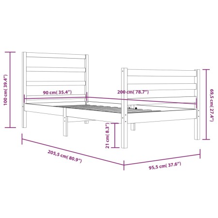 Giroletto Miele in Legno Massello di Pino 90x200 cm