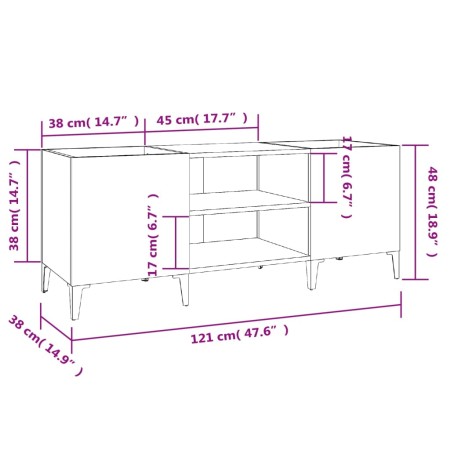 Mobile Porta Dischi Nero 121x38x48 cm in Legno Multistrato