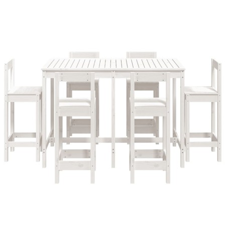 Set Bar da Giardino 7 pz Bianco in Legno Massello di Pino