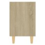 Comodino con Gambe in Legno Massello Rovere Sonoma 40x30x50cm