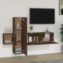 Set Mobili Porta TV 3 pz Rovere Marrone in Legno Multistrato