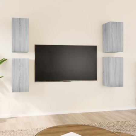 Mobili TV 4 pz Grigio Sonoma 30,5x30x60 cm in Legno Multistrato